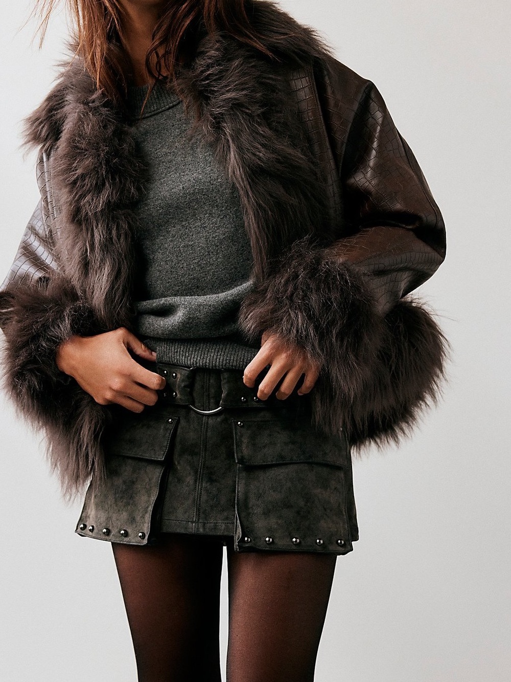 Free People We The Free Micro Mini Suede Cargo Skort